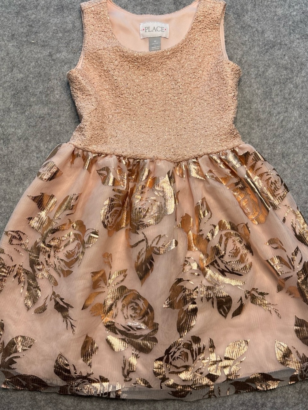 Place Pink and Gold Rose Tulle Party Dress